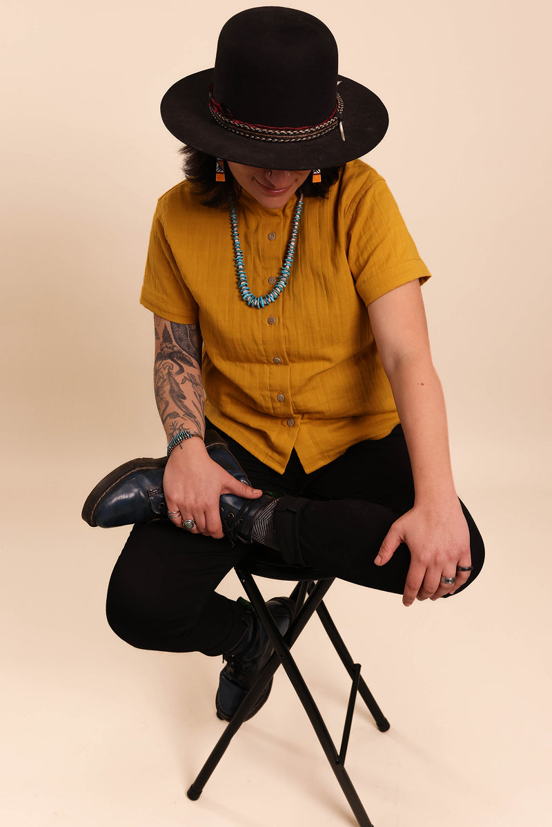 Dandelion Shirt Model on stool