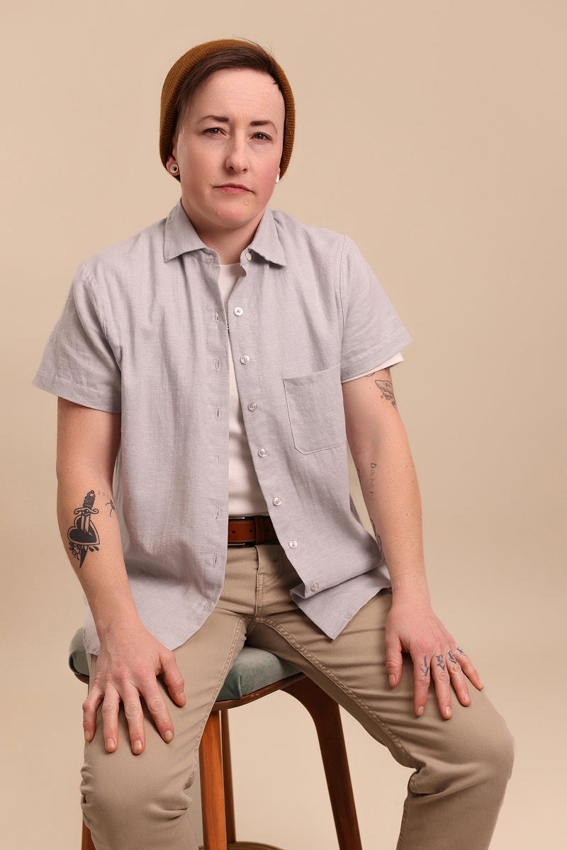 La Bodega Shirt Model on Stool