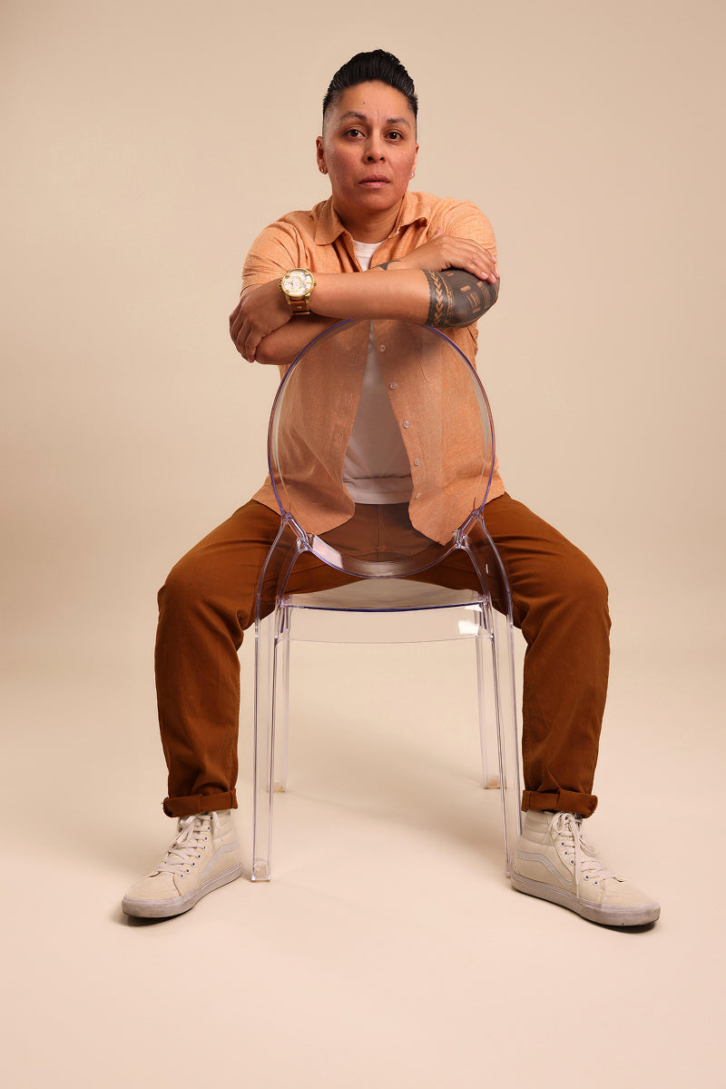 The Poppy Shirt Model on Chair
